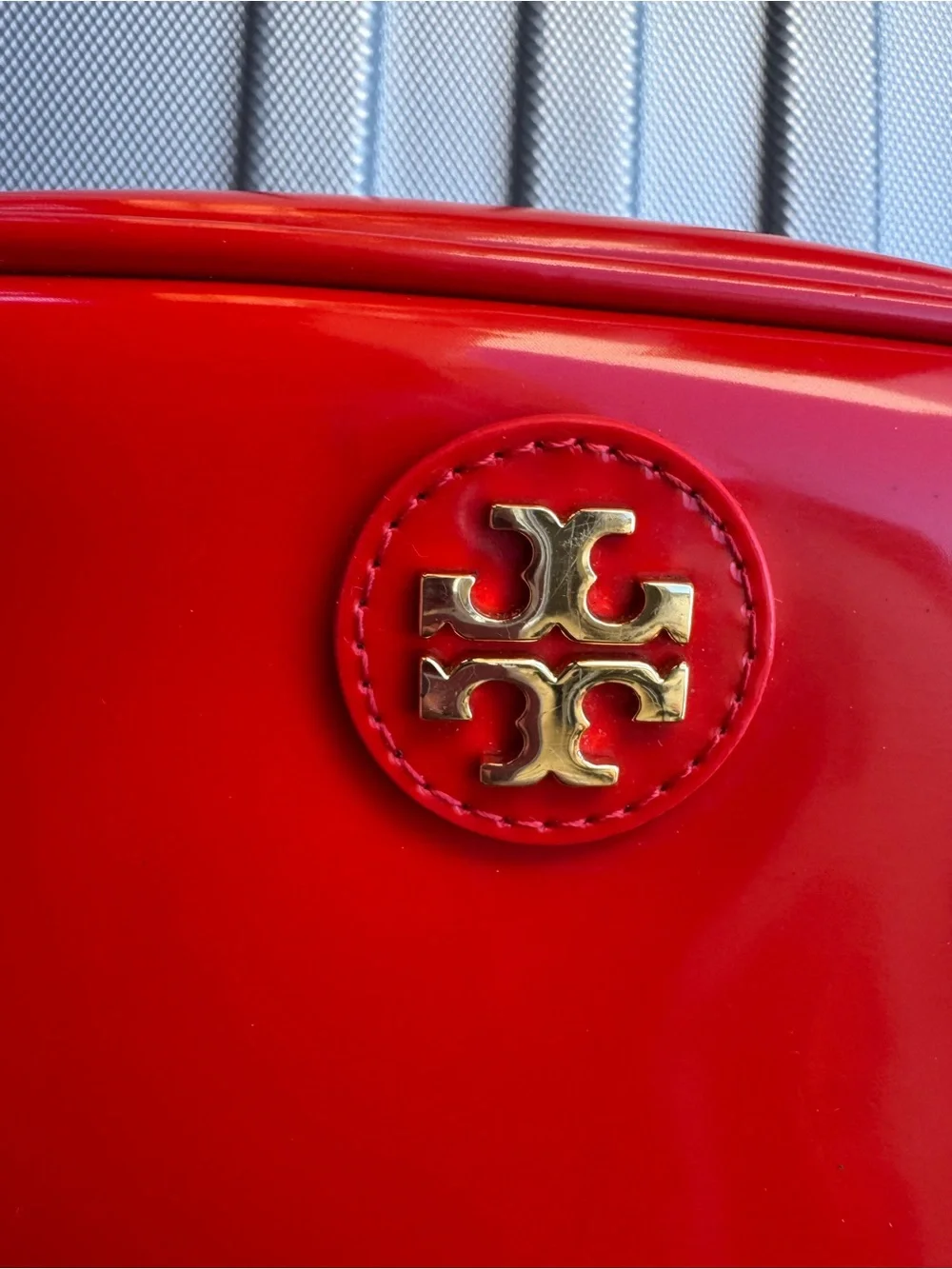 Tory Burch Red Patent Cosmetic Pouch